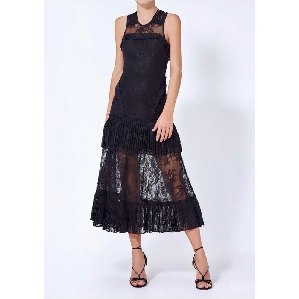 NWT ALEXIS Midi Lace Sleeveless Feliciana Black Open-Back Dress